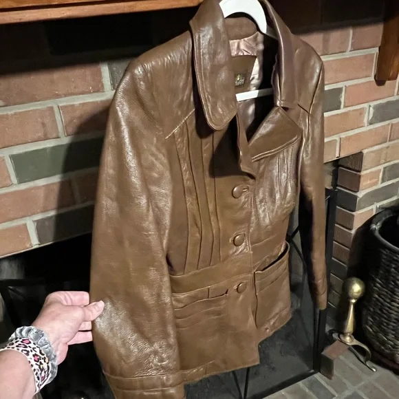 SOLD!!! M 70s 80s Vintage Californian Cognac Bohemian Leather Jacket Disco Baby! - Picture 10 of 11